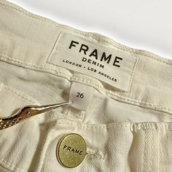 Frame Denim Distressed Le Skinny De Jeanne Skinny Jeans in “Blanc” White Size 26 - Picture 3 of 16